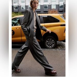 Zara DOUBLE BREASTED BLAZER WITH SHOULDER pads Sz XL